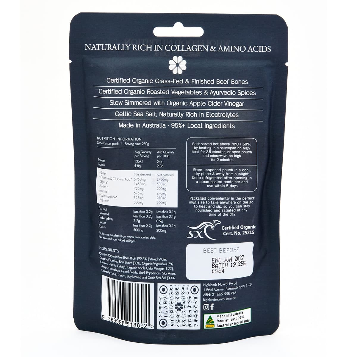 Thumbnail Nativ Foods Bone Broth Beef Grass-fed Organic 250g