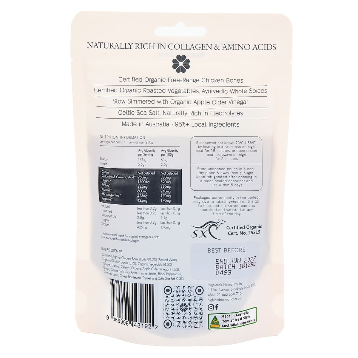 Thumbnail Nativ Foods Bone Broth Chicken Free-range Organic 250g
