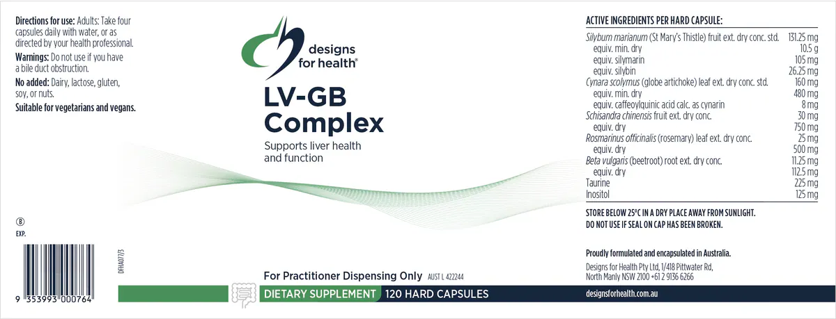 Thumbnail Designs for Health LV-GB Complex Liver Support 120 Vege Capsules