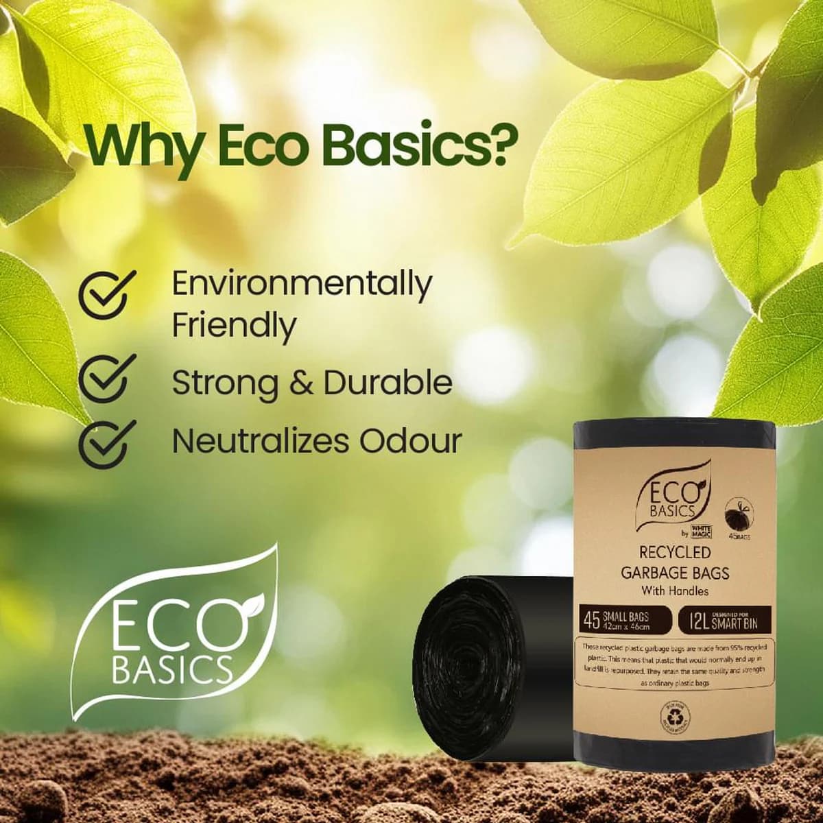 Thumbnail White Magic Eco Basics Recycled Garbage Bags Small 12L x 45 Bags