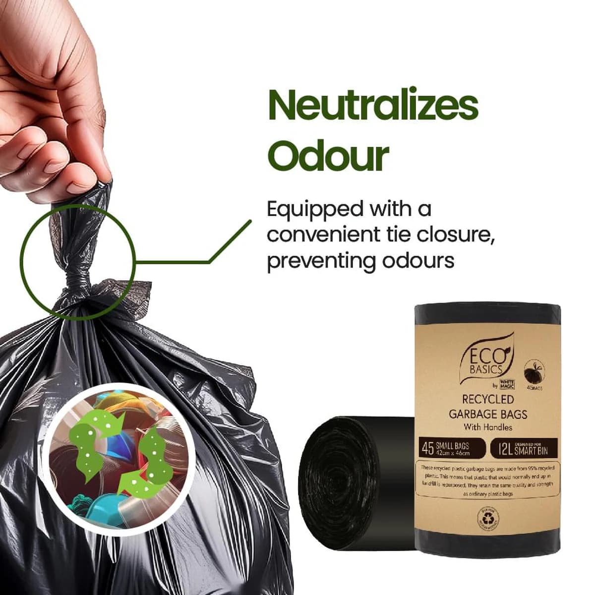 Thumbnail White Magic Eco Basics Recycled Garbage Bags Small 12L x 45 Bags