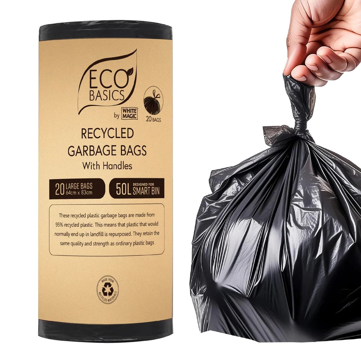 Thumbnail White Magic Eco Basics Recycled Garbage Bags Large 50L x 20 Bags