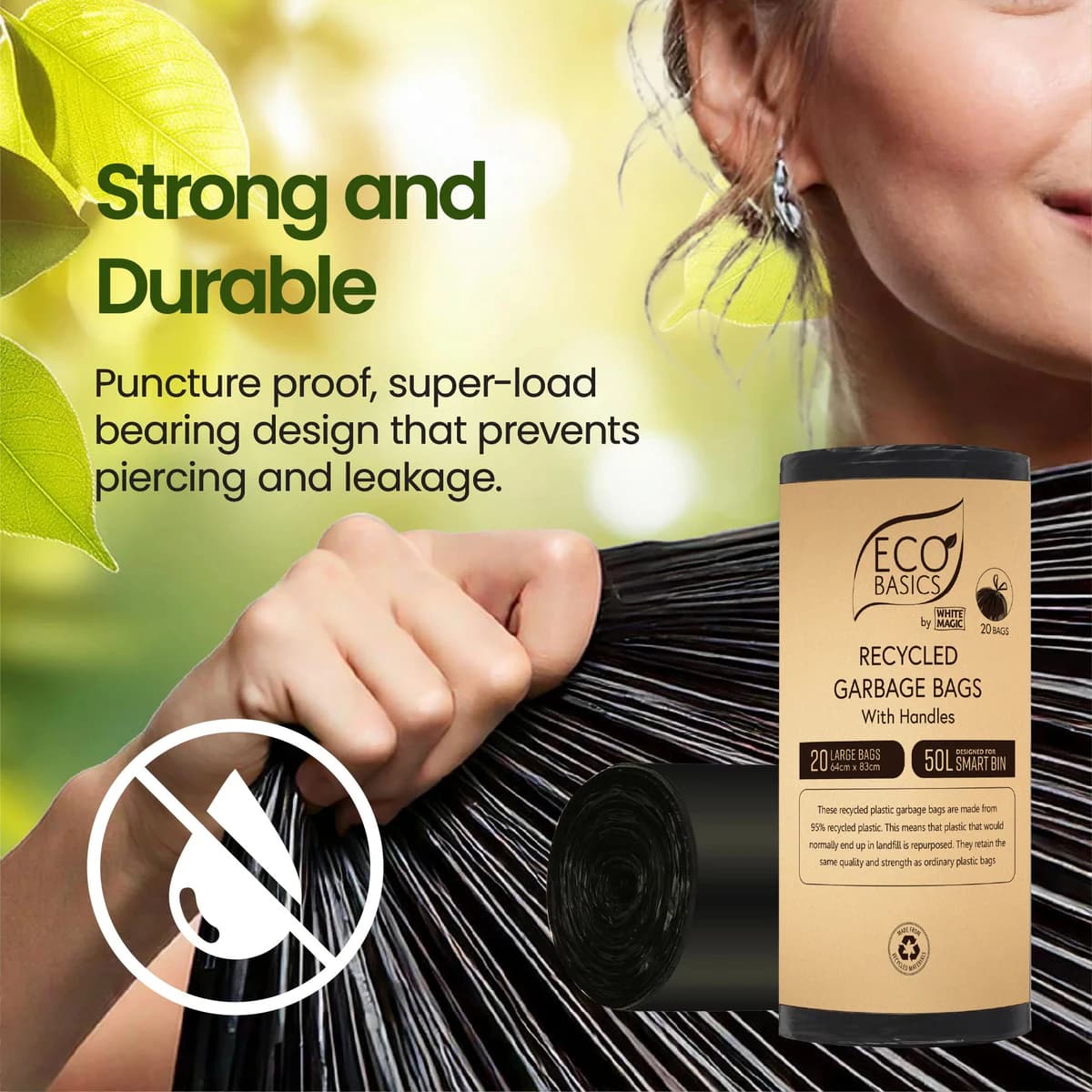 Thumbnail White Magic Eco Basics Recycled Garbage Bags Large 50L x 20 Bags