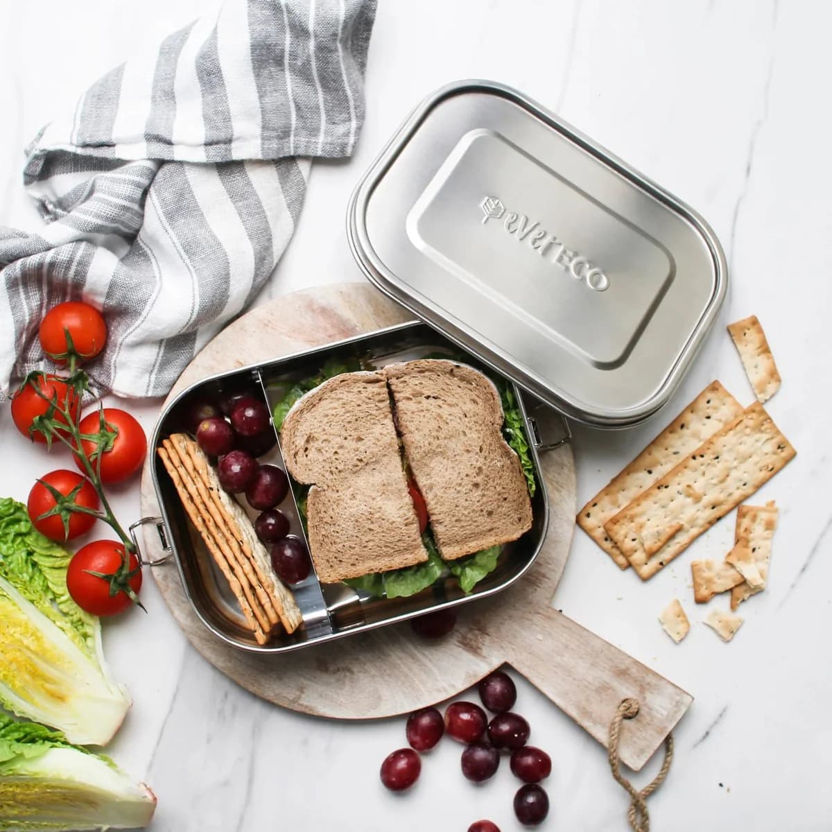 Thumbnail Ever Eco Stainless Steel Bento Lunch Box 2 Compartment 1400ml