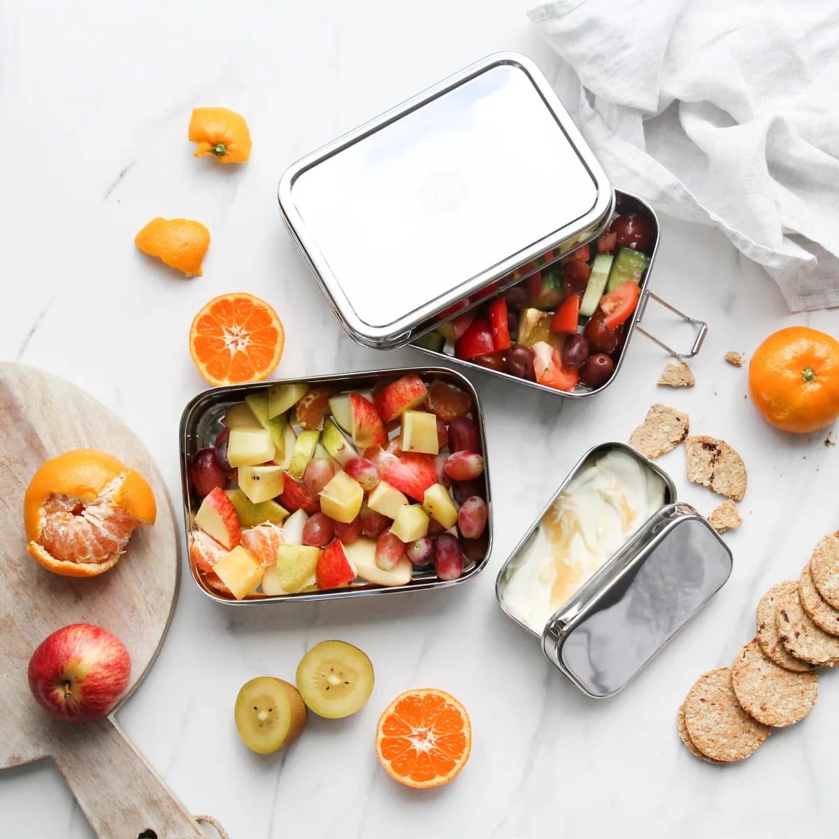 Thumbnail Ever Eco Stainless Steel XL Stackable Bento Box 2 Tier + Mini Snack Container 1900ml