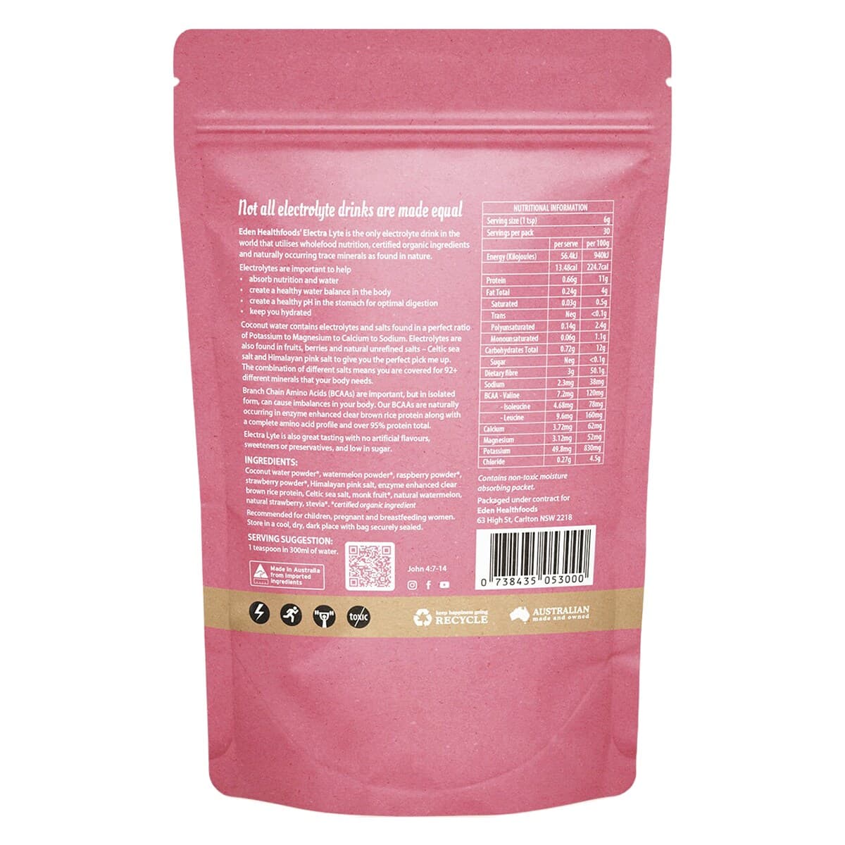Thumbnail Eden Health Foods Electra-lyte BCAAs & Electrolytes Watermelon 180g