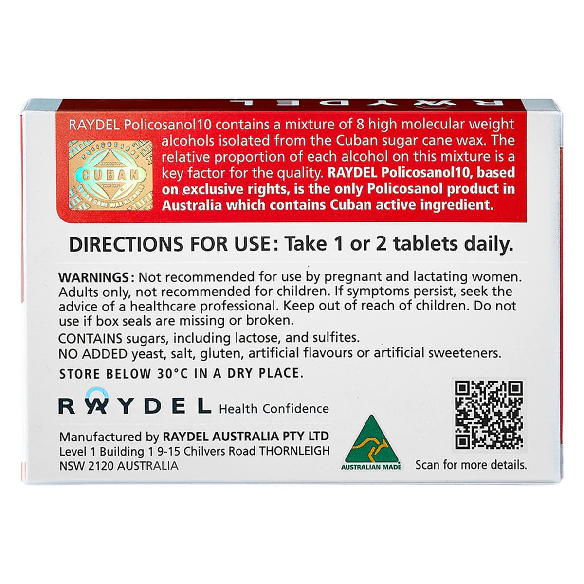 Thumbnail Raydel Policosanol Cholesterol Support 30 Tablets