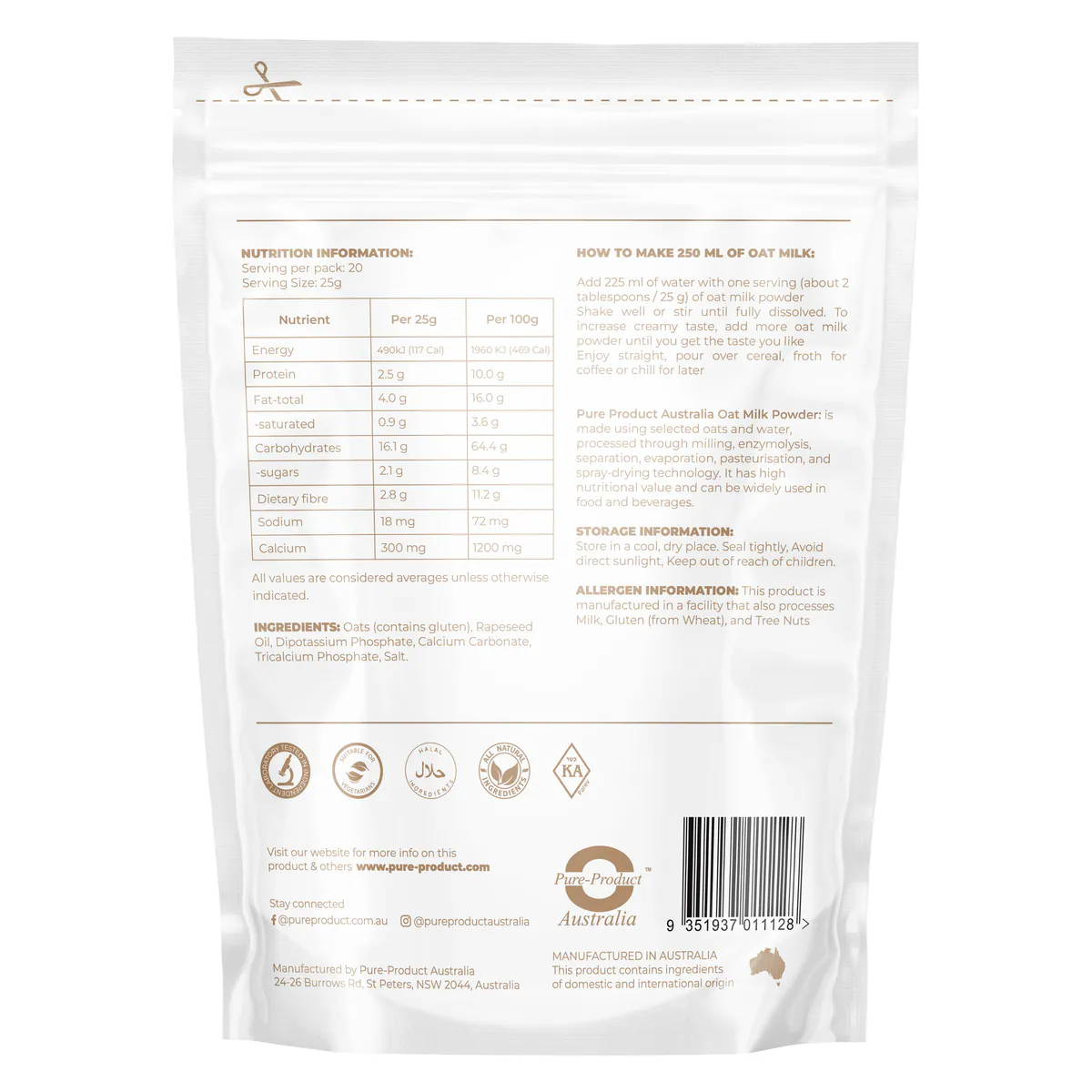 Thumbnail Pure Product Australia Oat Milk Plant Powder 500g