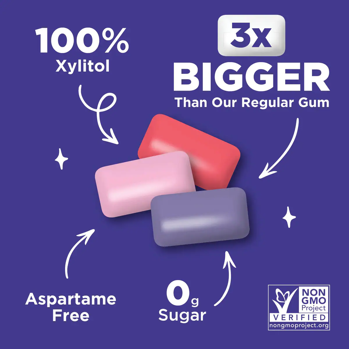 Thumbnail PUR Jumbo Gum Grape Bubblegum Watermelon 81g