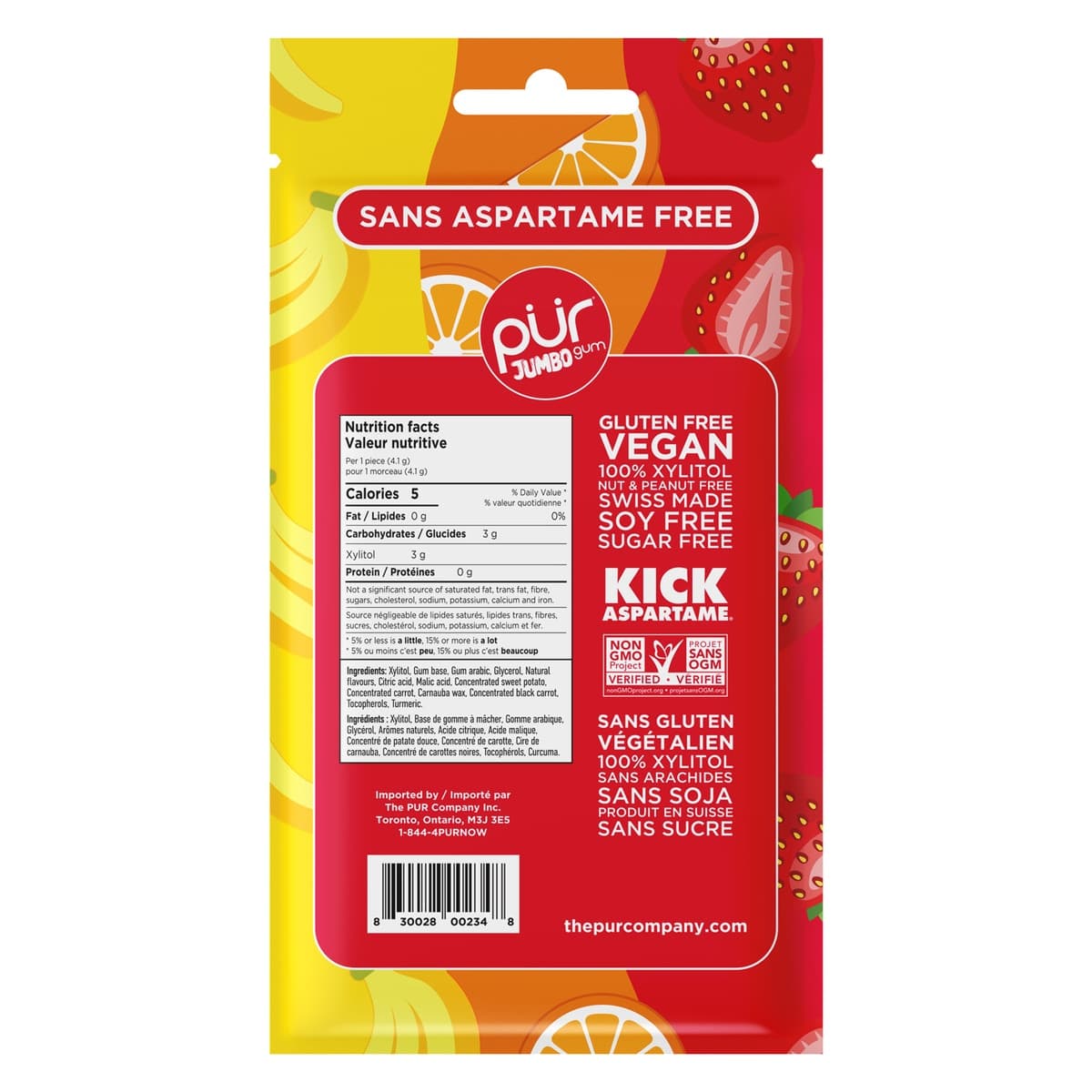 Thumbnail PUR Jumbo Strawberry Orange Banana Gum 81g