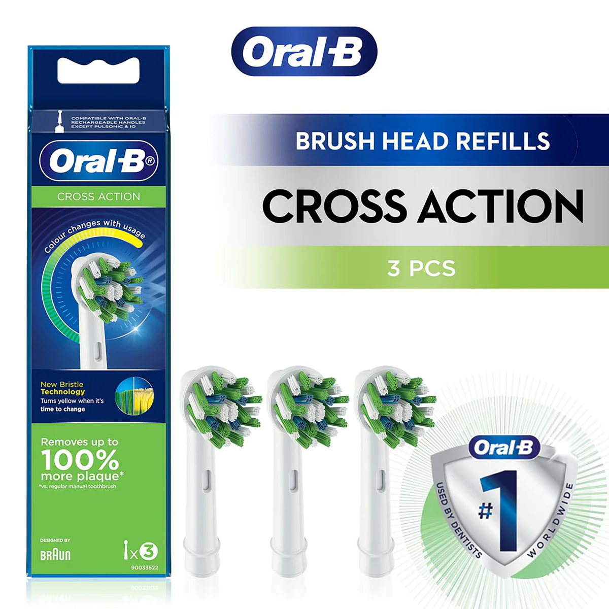 Thumbnail Oral B CrossAction Electric Toothbrush Heads 3 Pack