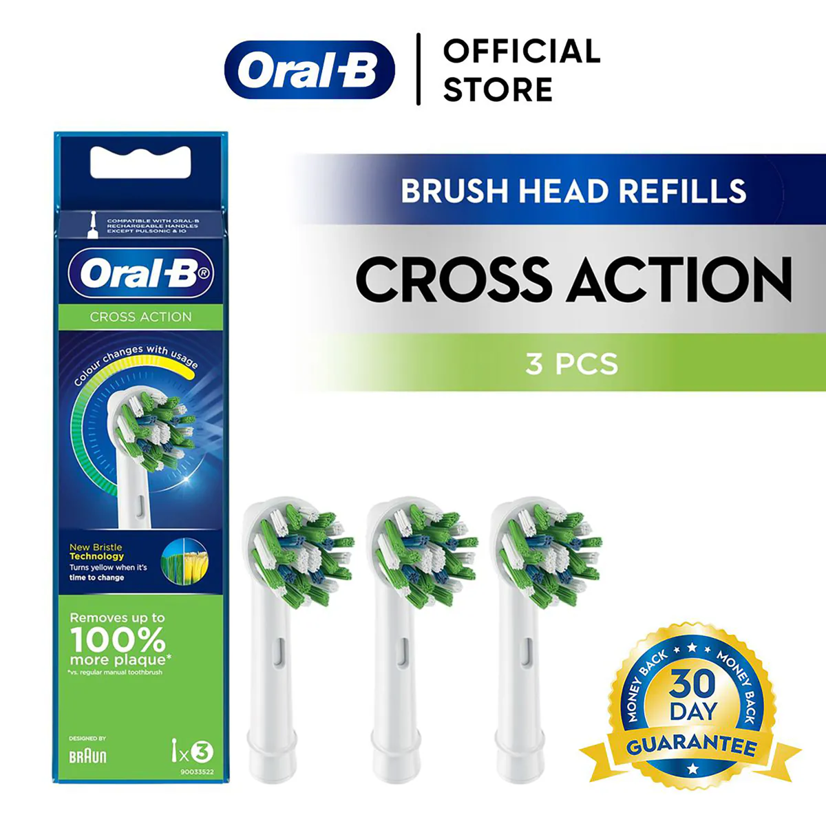 Thumbnail Oral B CrossAction Electric Toothbrush Heads 3 Pack
