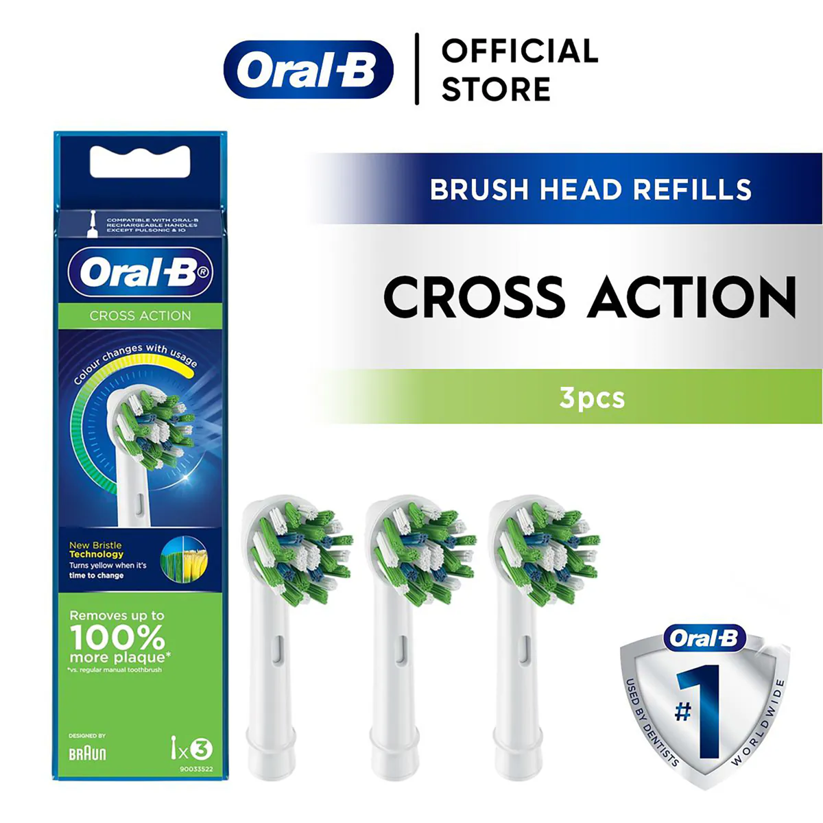 Thumbnail Oral B CrossAction Electric Toothbrush Heads 3 Pack