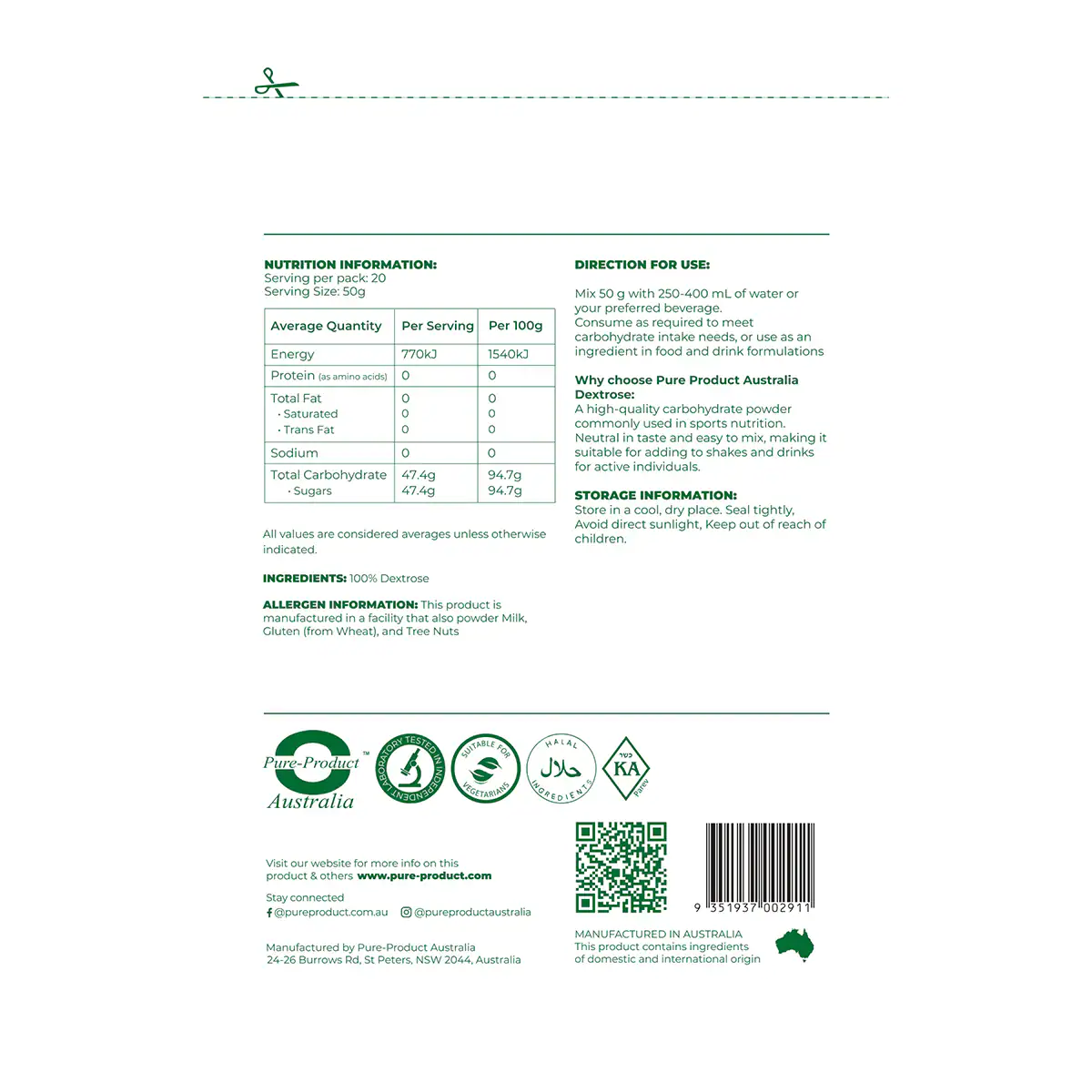 Thumbnail Pure Product Australia Dextrose Monohydrate 1kg