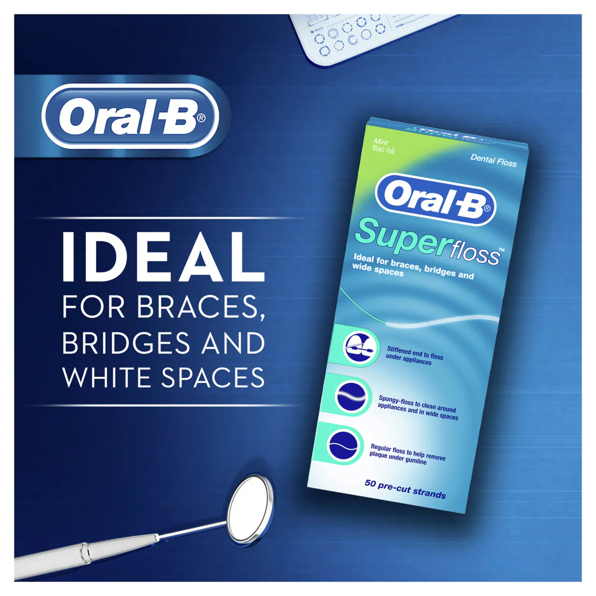 Thumbnail Oral B Superfloss Dental Floss Pre-Cut Strands 50 Pack