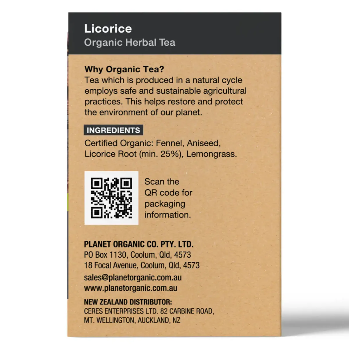Thumbnail Planet Organic Licorice Tea 25 Tea Bags