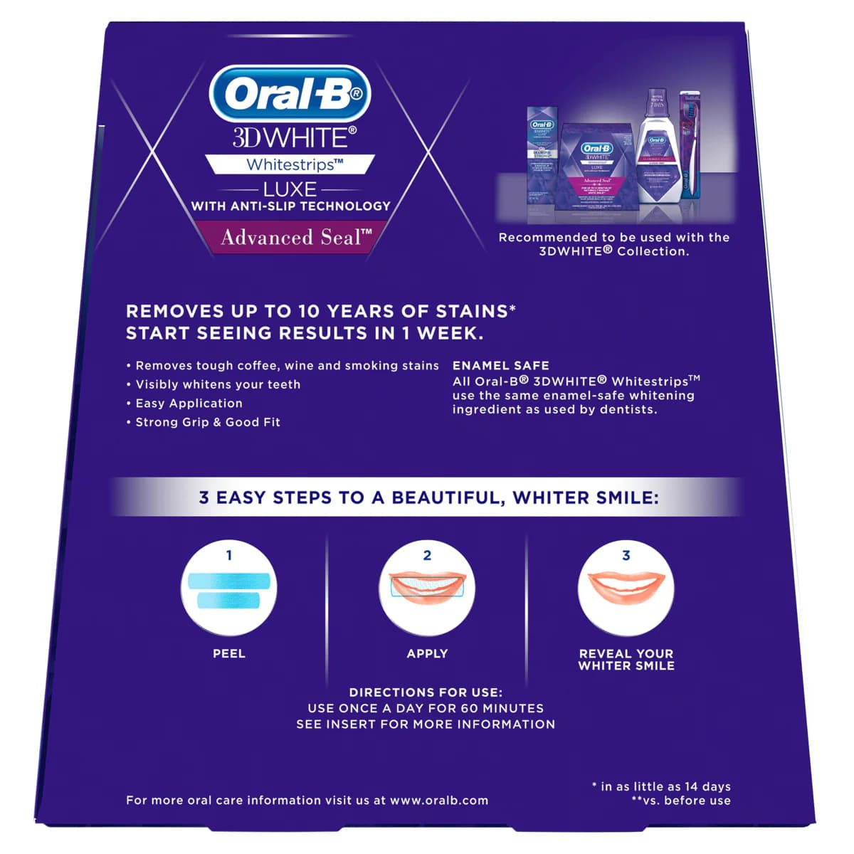 Thumbnail Oral B 3D White Luxe Whitening Treatments Advanced Seal 14 Pack