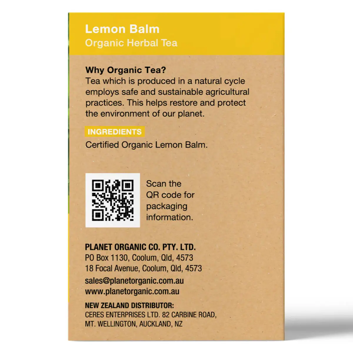 Thumbnail Planet Organic Lemon Balm Tea Bags 25 Pack