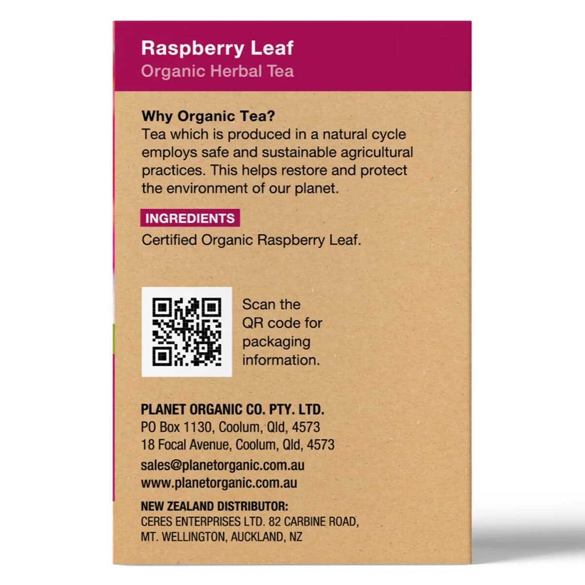 Thumbnail Planet Organic Raspberry Leaf Tea Bags 25 Pack