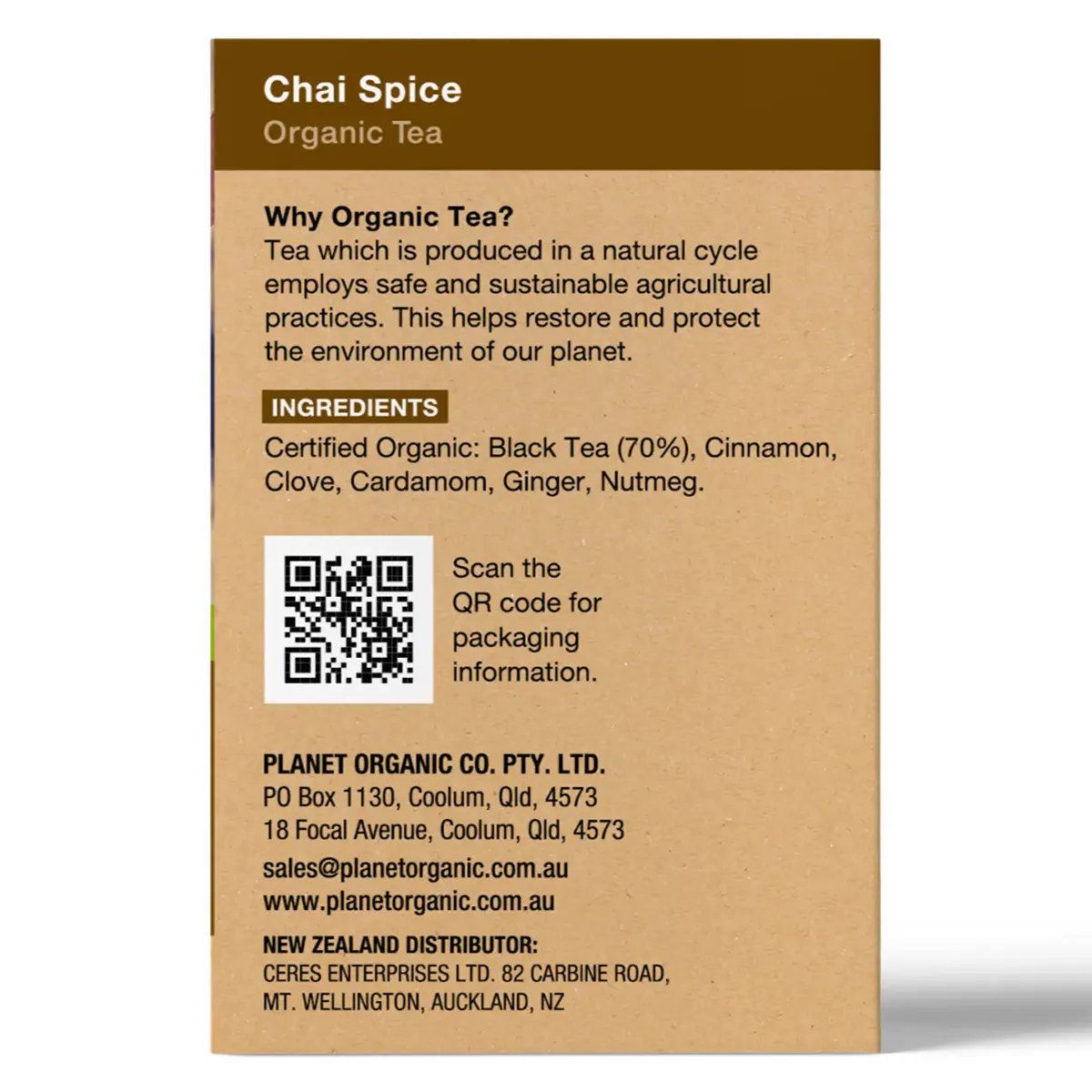 Thumbnail Planet Organic Chai Spice 25 Tea Bags