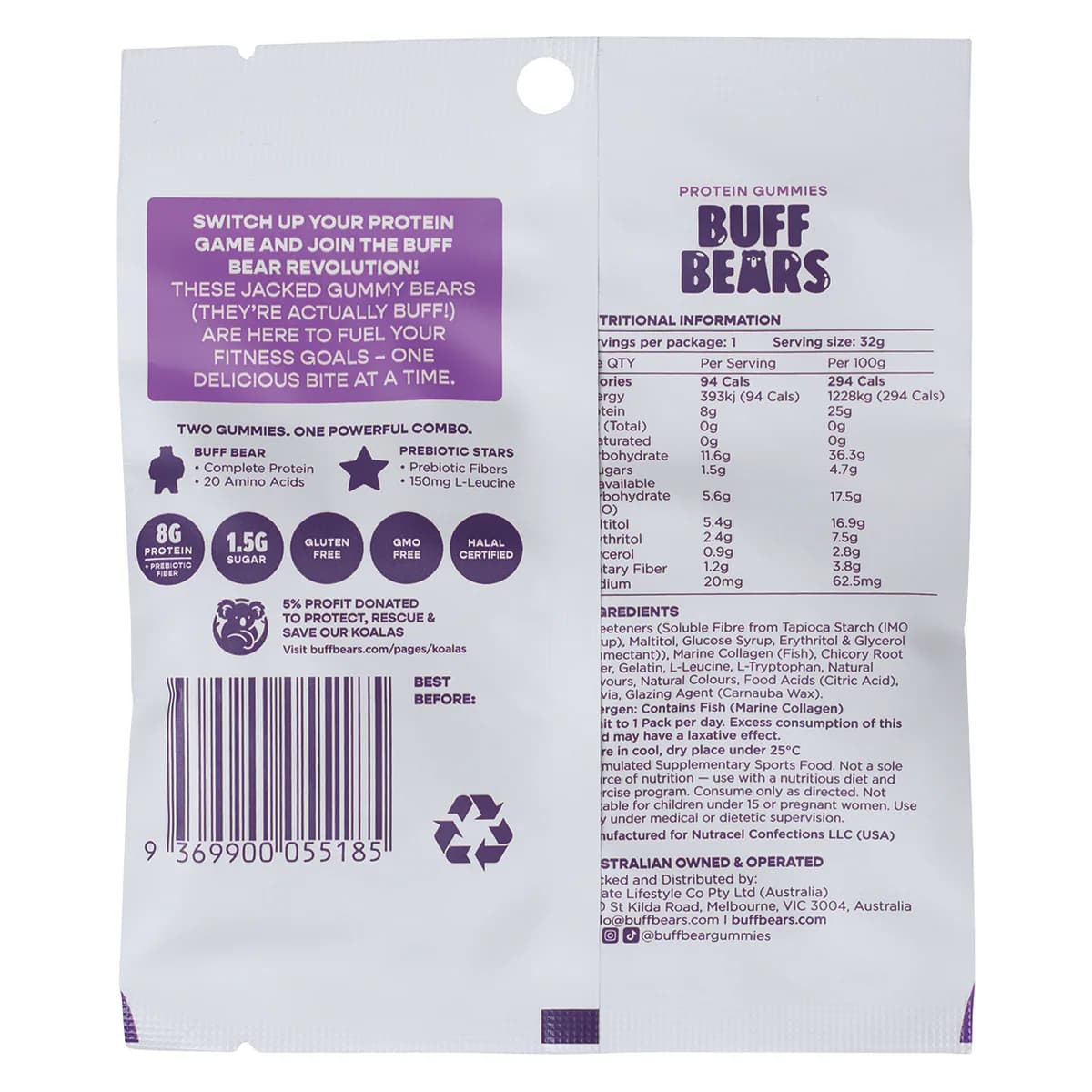 Thumbnail Buff Bears Protein Gummies Grape 32g