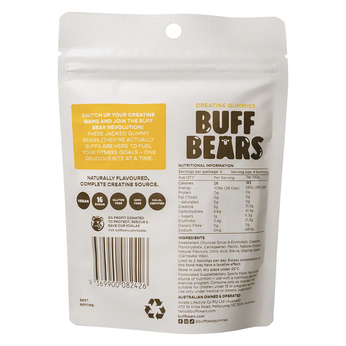 Thumbnail Buff Bears Creatine Gummies Passionfruit 80g