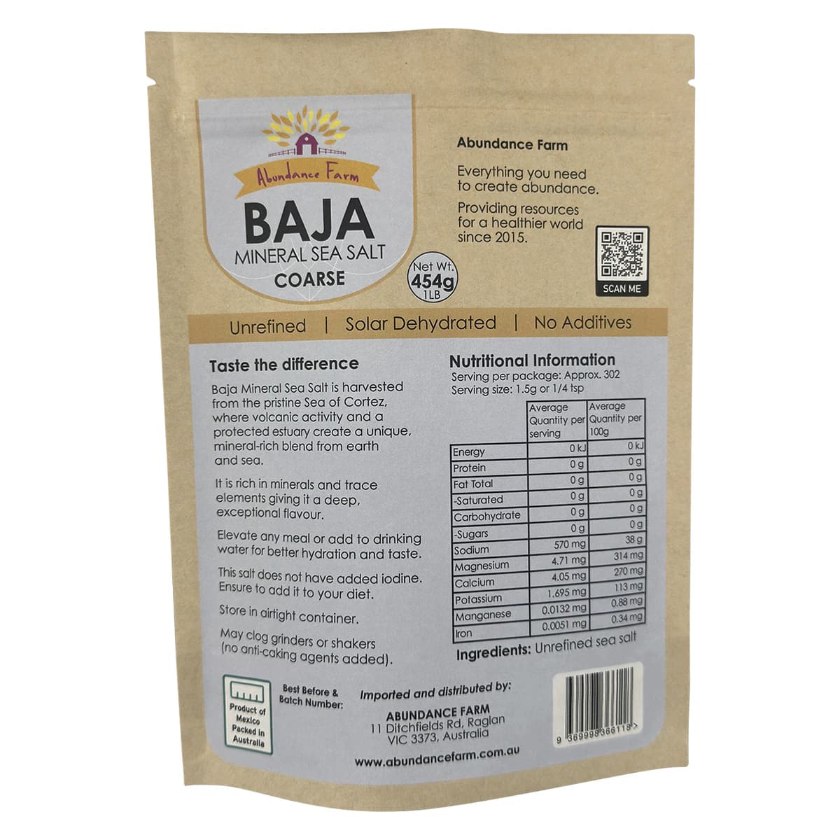 Thumbnail Abundance Farm Baja Mineral Sea Salt Coarse 454g