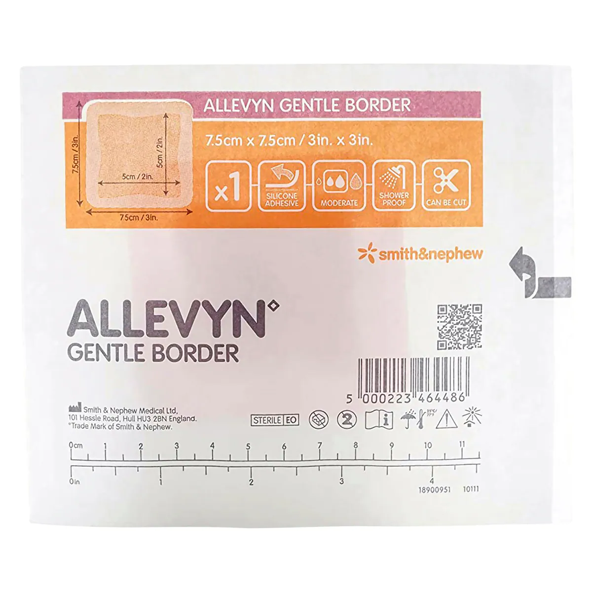 Thumbnail Allevyn Gentle Border 7.5cm x 7.5cm Foam Dressing Single