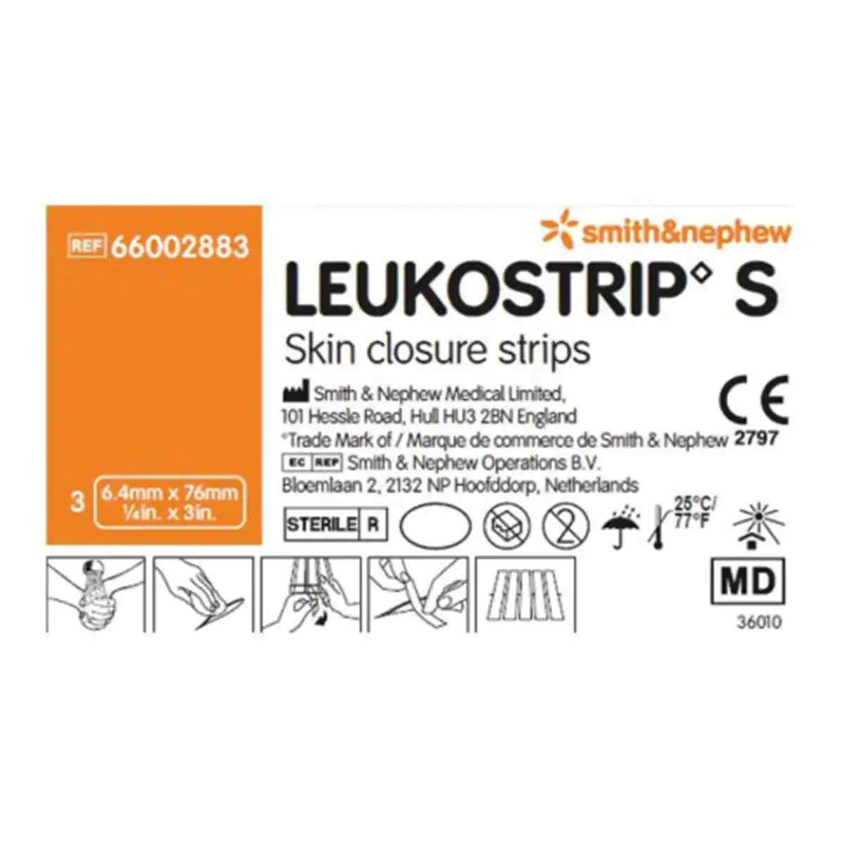 Thumbnail Leukostrip S Tan Wound Closure Strips 6.4mm x 76mm 3 pack