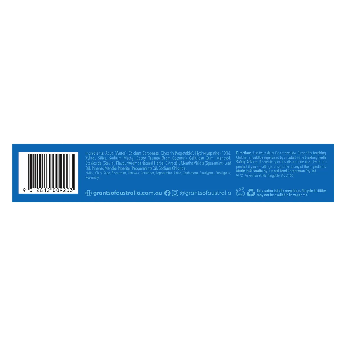 Thumbnail Grants Extra Fresh +HA Natural Toothpaste 110g