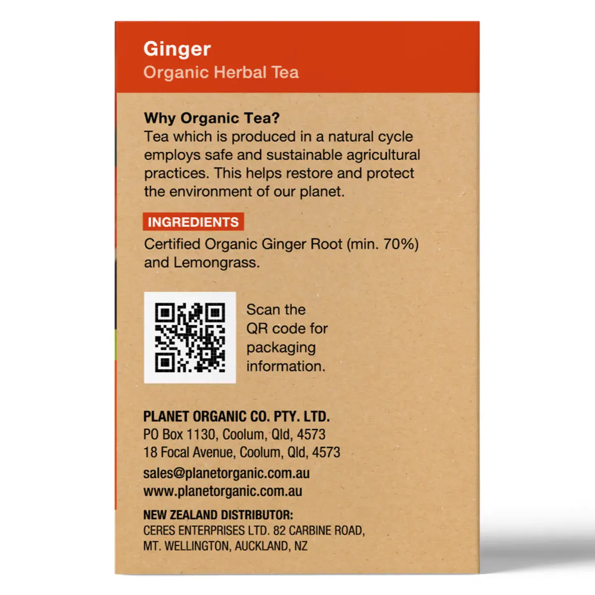 Thumbnail Planet Organic Ginger Herbal Tea Bags 25 Pack