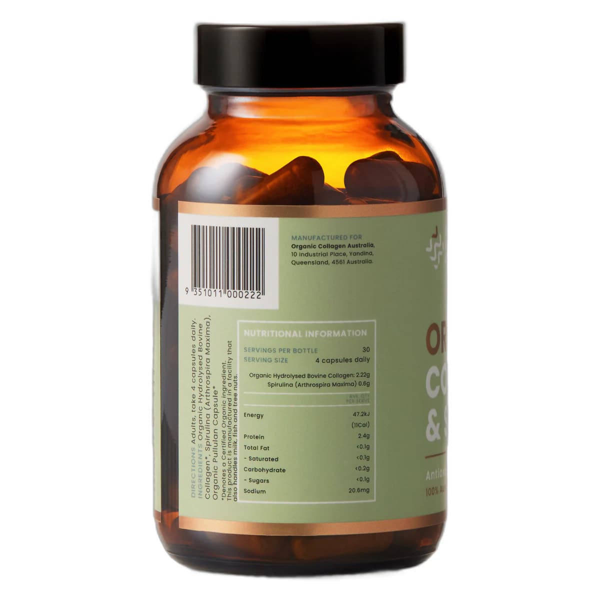 Thumbnail Organic Collagen Australia Organic Collagen with Spirulina 120 Capsules