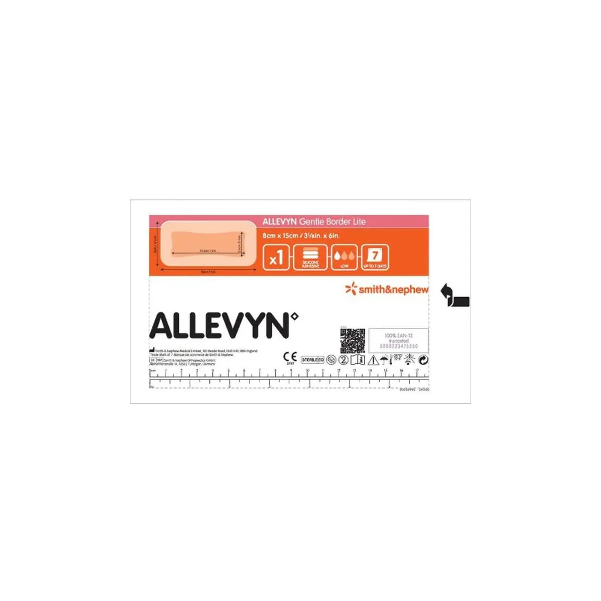 Thumbnail Allevyn Gentle Border Lite 8cm x 15cm Single