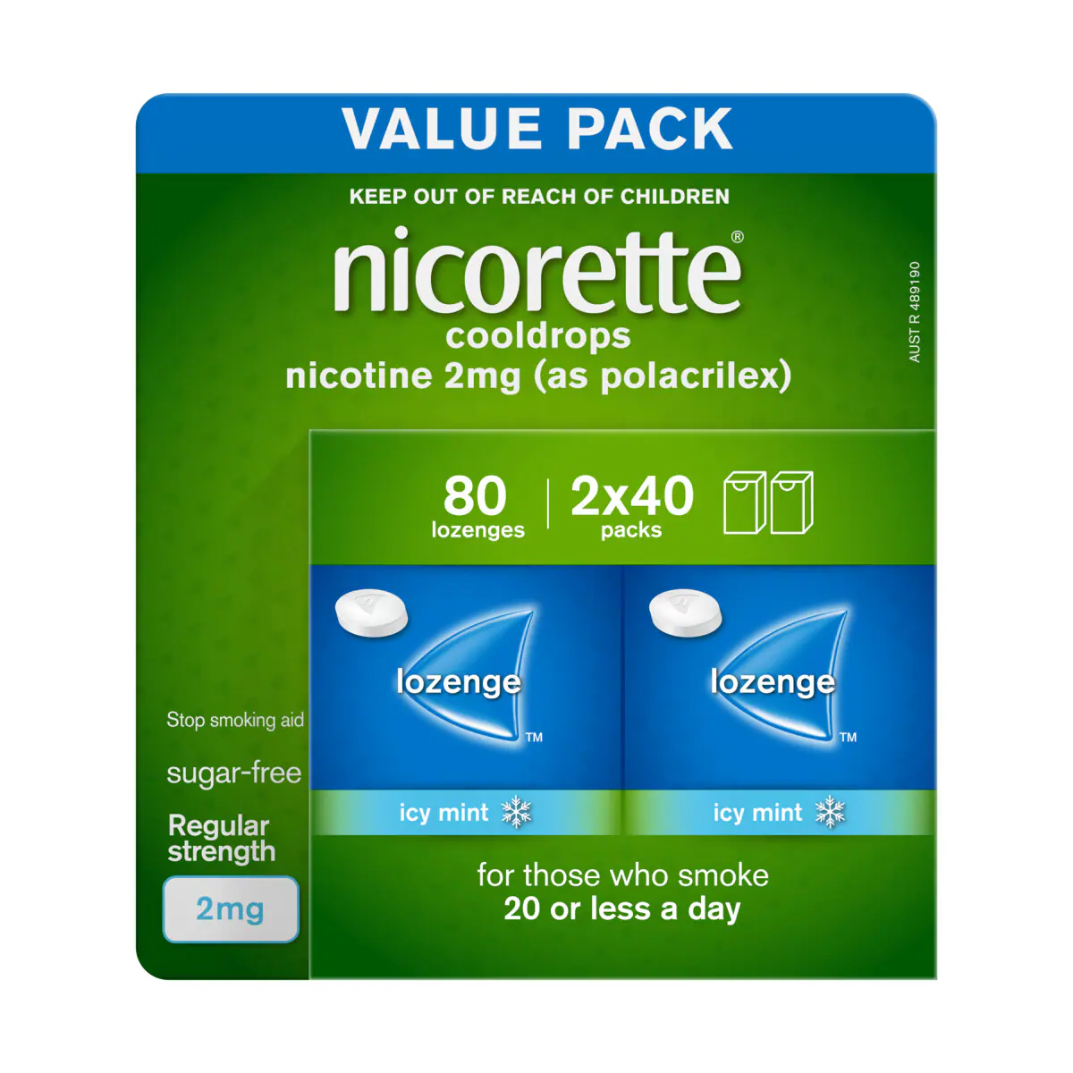 Thumbnail Nicorette Quit Smoking Cooldrops Icy Mint 2mg 80 Nicotine Lozenges