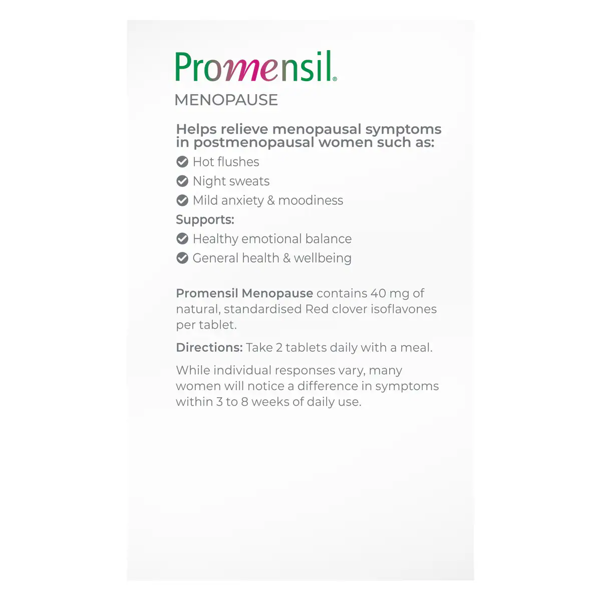 Thumbnail Promensil Menopause 30 Tablets