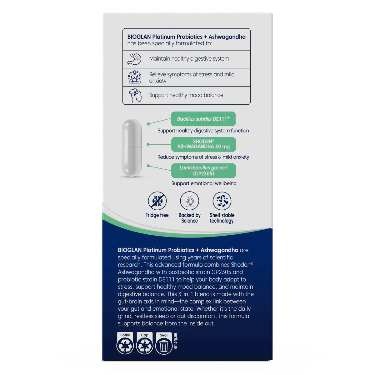 Thumbnail Bioglan Platinum Probiotics + Ashwagandha 50 Capsules