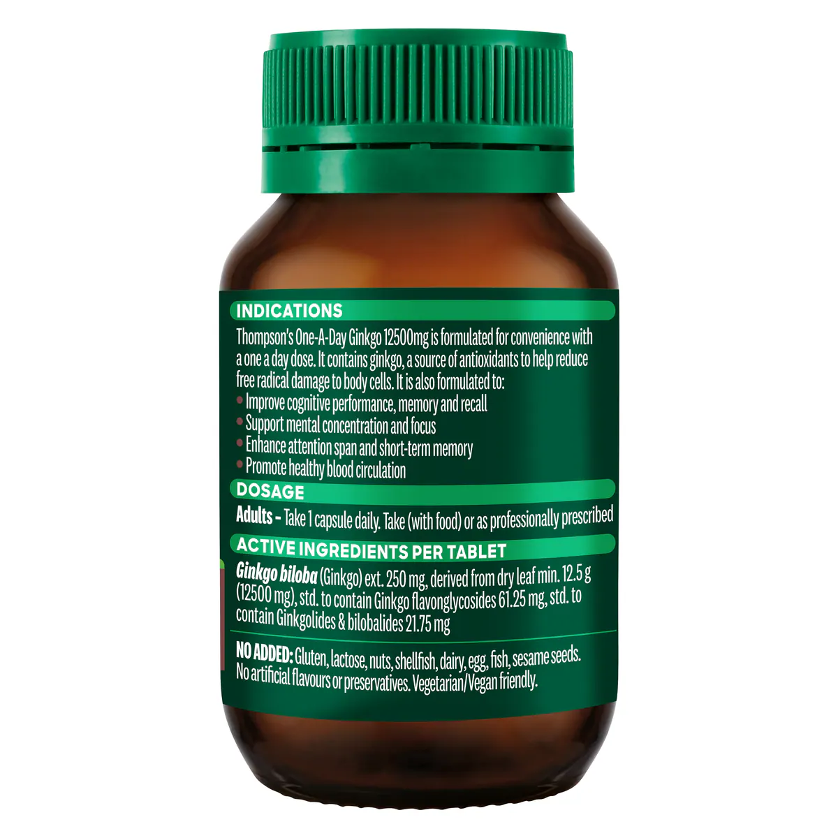 Thumbnail Thompson's One-A-Day Ginkgo 12500mg 60 Capsules