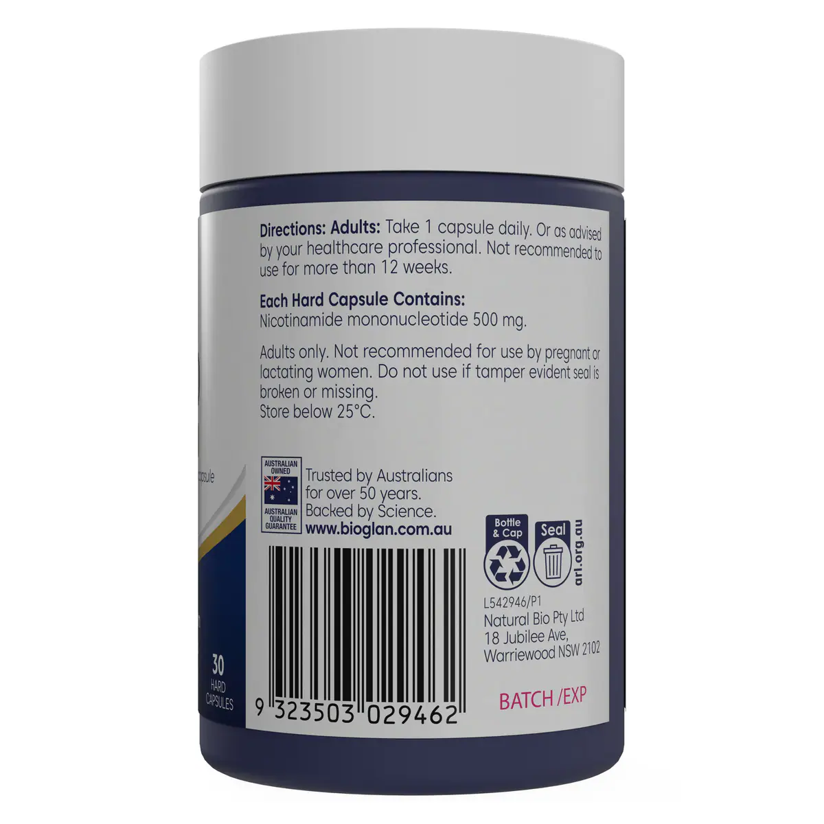 Thumbnail Bioglan NMN 500 Cellular Energy 30 Capsules