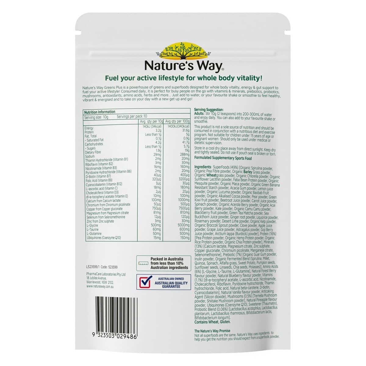 Thumbnail Nature's Way Superfood Greens Plus Powder 100g