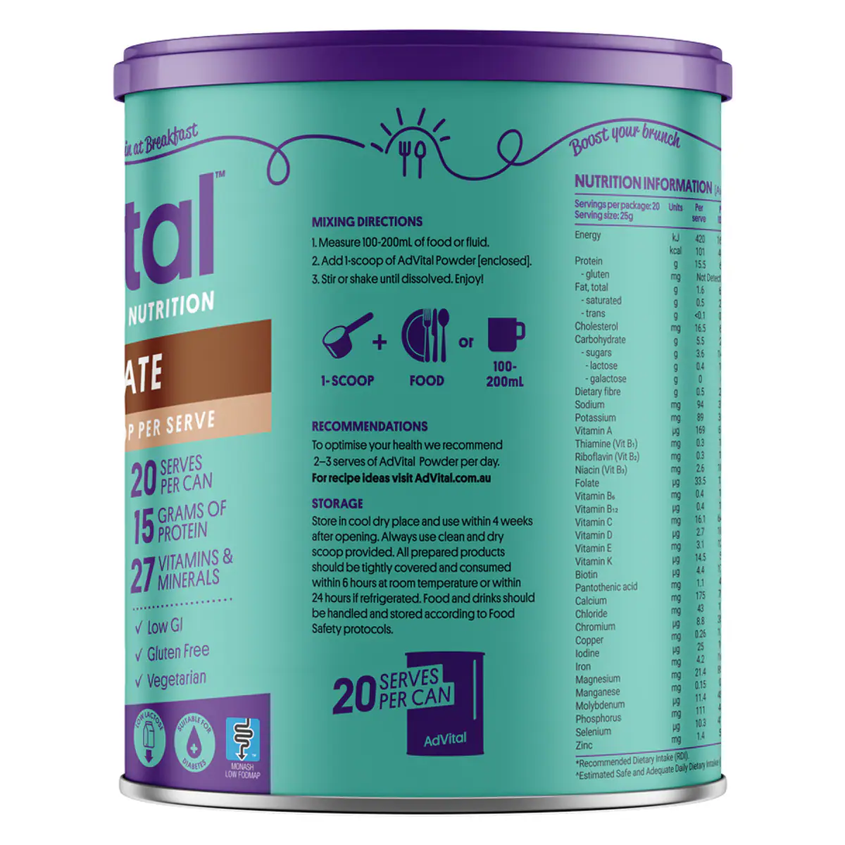 Thumbnail AdVital Nutritionally Complete Chocolate Powder 500g