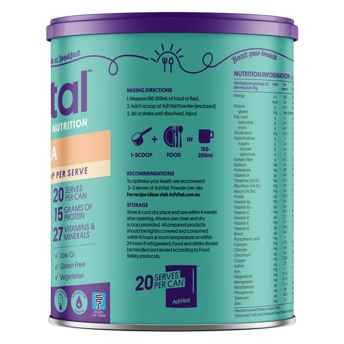 Thumbnail AdVital Nutritionally Complete Vanilla Powder 500g