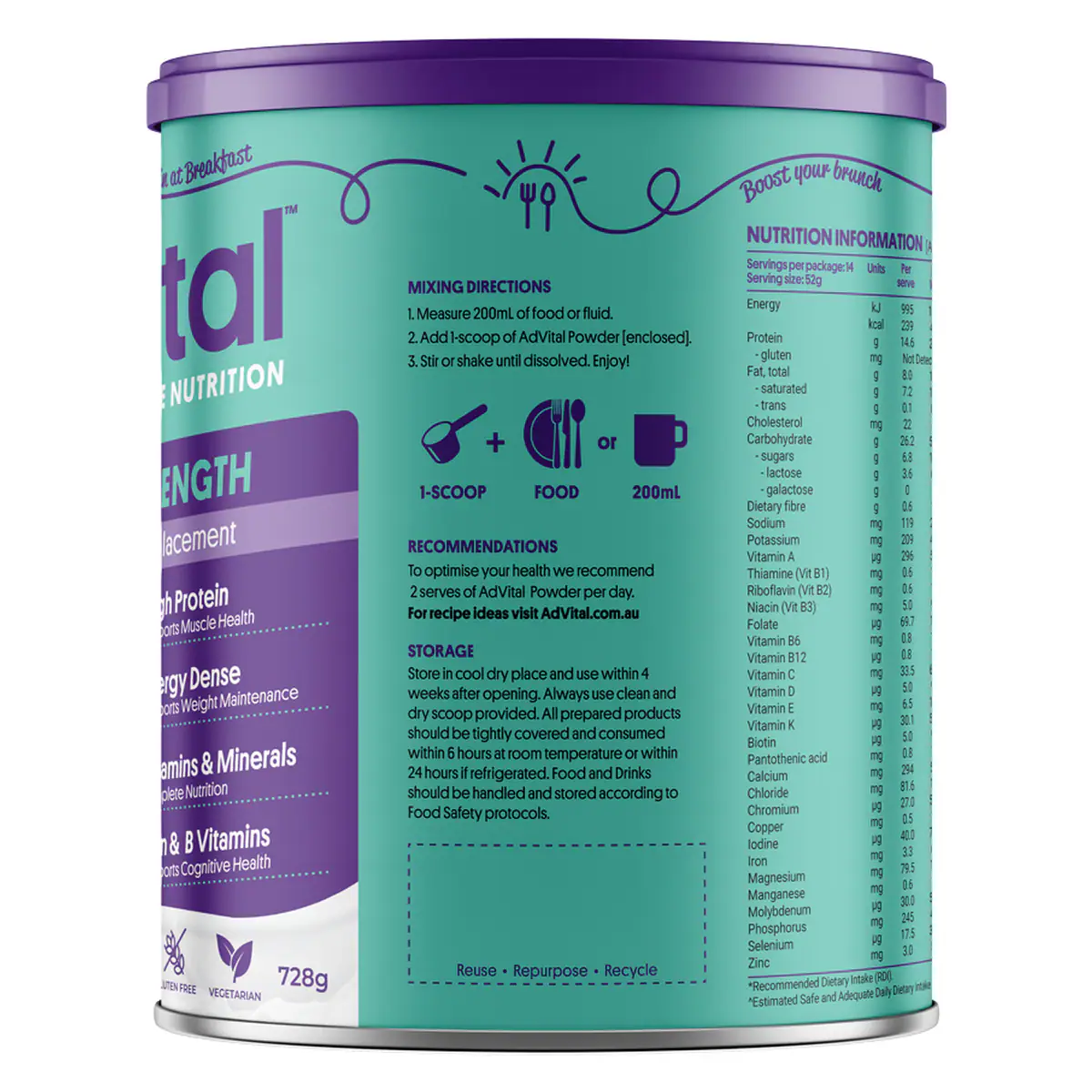 Thumbnail AdVital Hospital Strength Meal Replacement Neutral Powder 728g