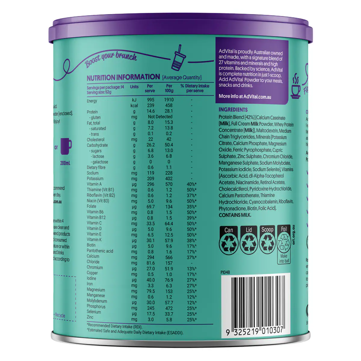 Thumbnail AdVital Hospital Strength Meal Replacement Neutral Powder 728g