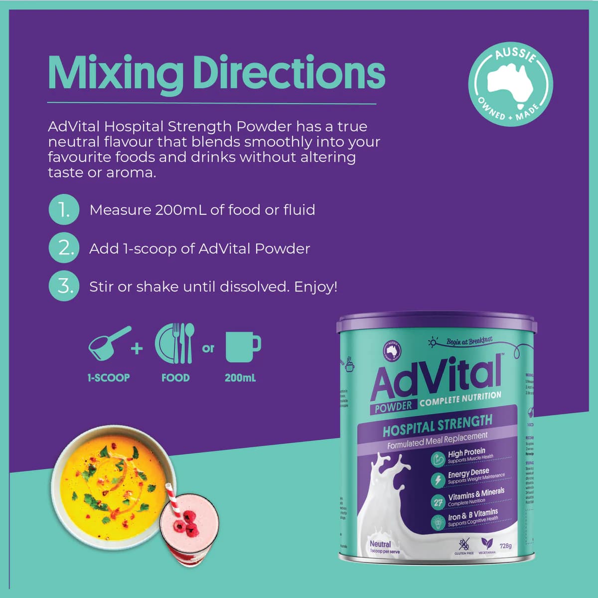 Thumbnail AdVital Hospital Strength Meal Replacement Neutral Powder 728g