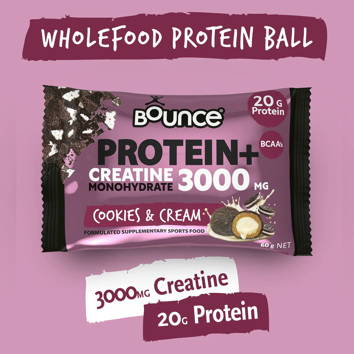 Thumbnail Bounce Cookies & Cream Protein + Creatine Ball 60g
