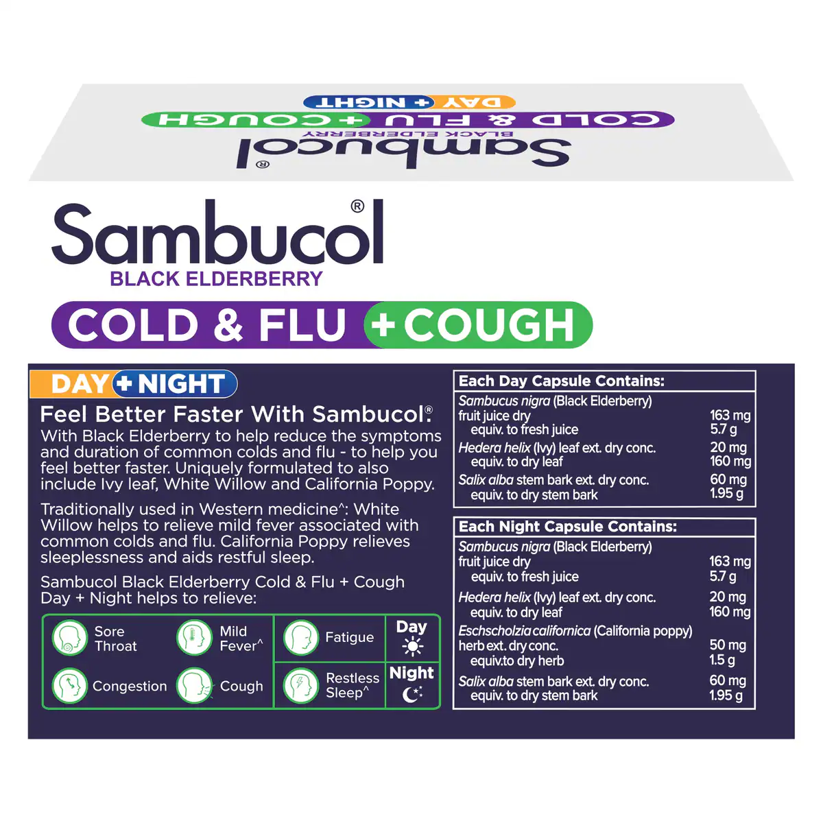 Thumbnail Sambucol Cold & Flu + Cough Day + Night 24 Capsules