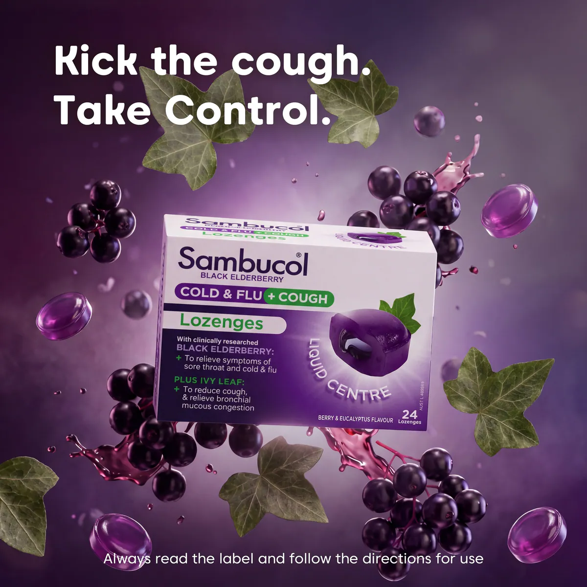 Thumbnail Sambucol Cold & Flu + Cough Lozenges 24 Pack