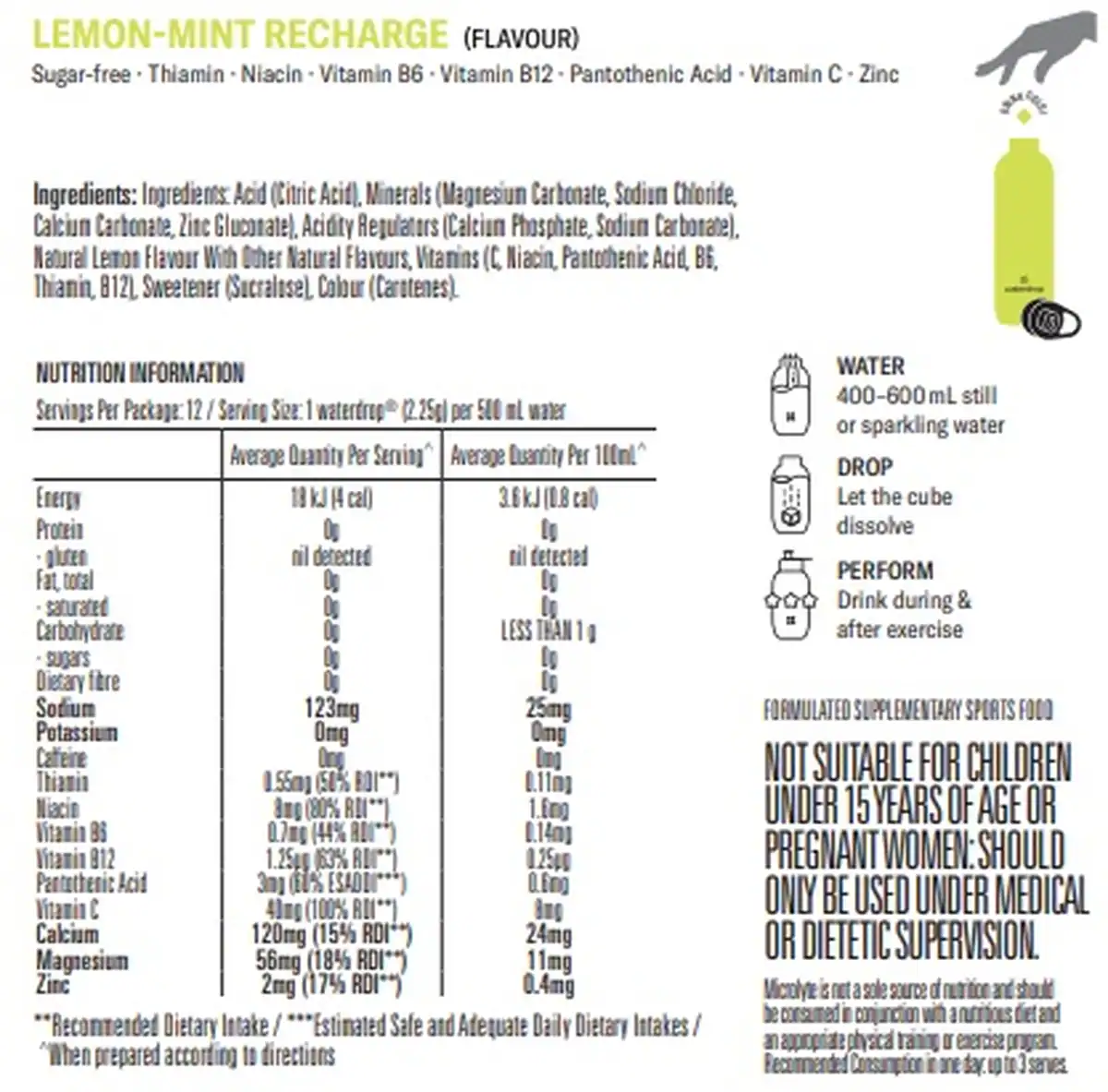 Thumbnail Waterdrop Electrolyte Drink Cubes Lemon Mint 12 Pack