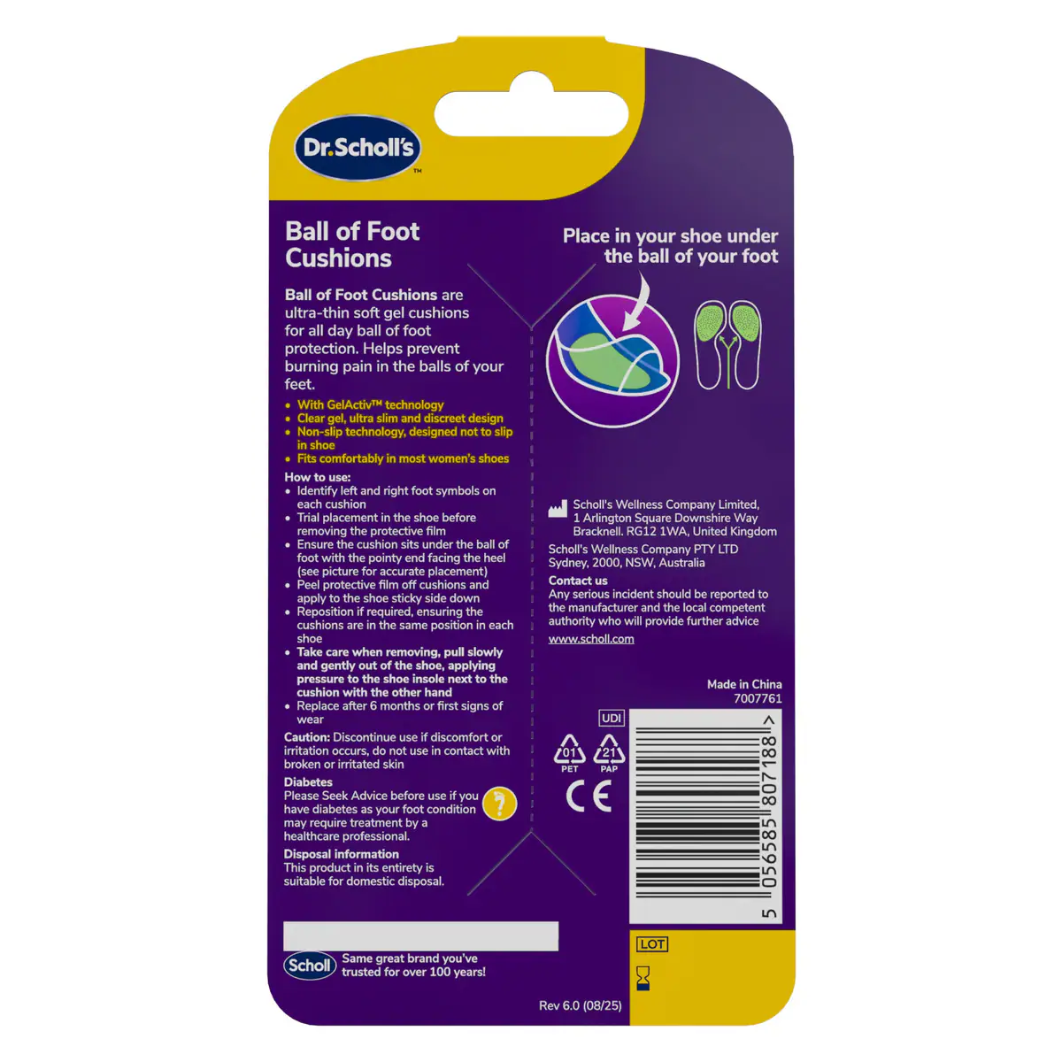 Thumbnail Dr. Scholl's Party Feet Gel Foot Cushions 1 Pair