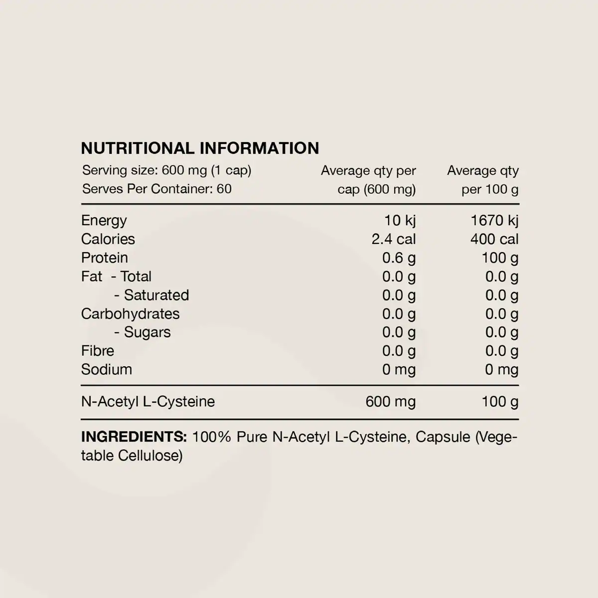 Thumbnail Switch Nutrition NAC 100% N-Acetyl L-Cysteine 60 Capsules